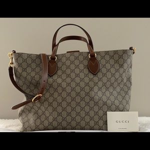 GUCCI SOFT GG COATED MEDIUM CANVAS TOTE